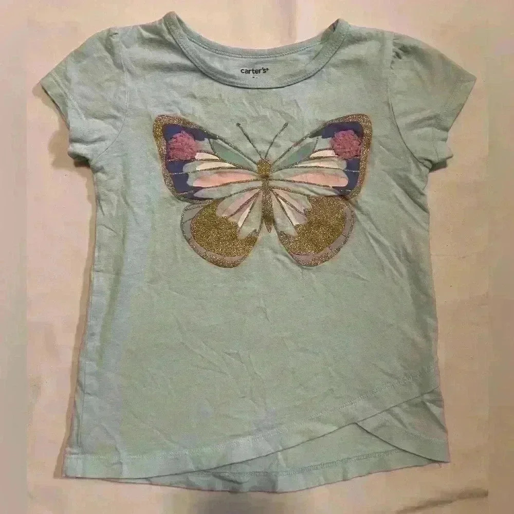 Carter’s Butterfly Shirt Girls Kids Size 4T Blue